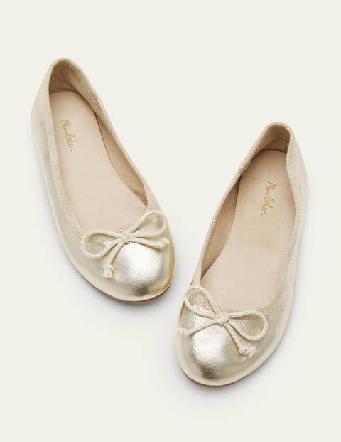 Ballet Flats - Gold Sparkle Leather | Boden UK