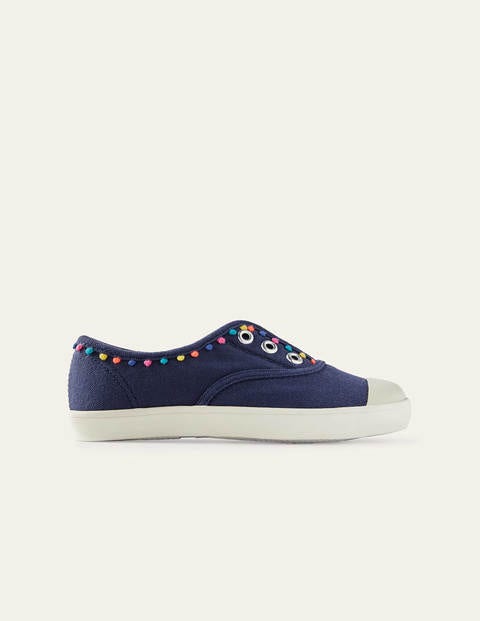 Laceless Canvas Sneakers - College Navy