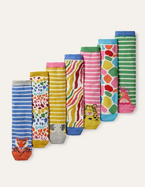 Sock Box 7 Pack - Multi Jungle Animals Sock Box 7 Pack - Multi Jungle Animals