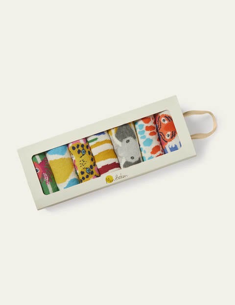 Sock Box 7 Pack - Multi Jungle Animals Sock Box 7 Pack - Multi Jungle Animals