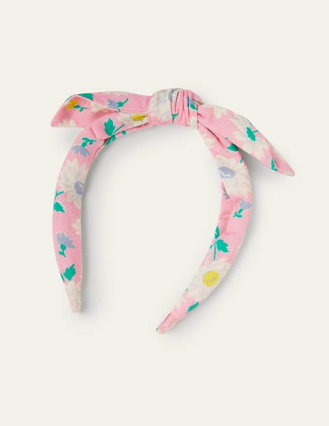 Fabric Bow Knotted Headband Pink Vintage Daisy