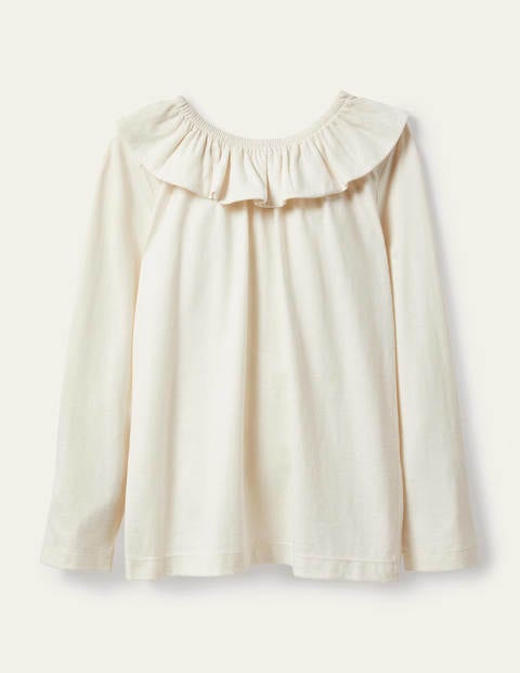 Ruffle Neck Jersey Top - Ivory Ruffle Neck Jersey Top - Ivory