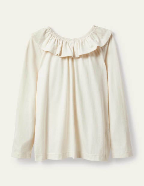 Ruffle Neck Jersey Top - Ivory Ruffle Neck Jersey Top - Ivory