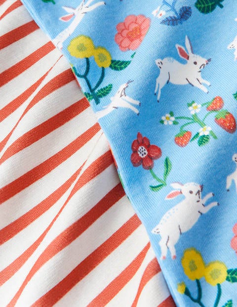 Twin Pack Snug Long Pyjamas - Blue Bunny/ Coral Stripe Twin Pack Snug Long Pyjamas - Blue Bunny/ Coral Stripe