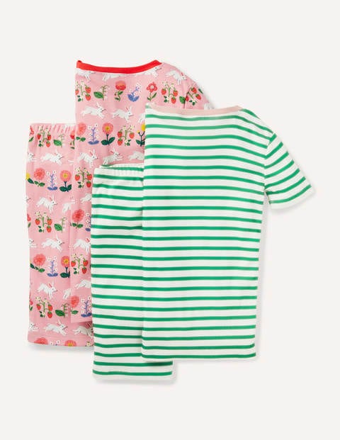 Twin Pack Short John Pajamas - Boto Pink Bunny/ Green Stripe Twin Pack Short John Pajamas - Boto Pink Bunny/ Green Stripe