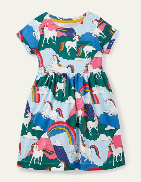 Fun Jersey Dress - Multi Unicorn Mountain