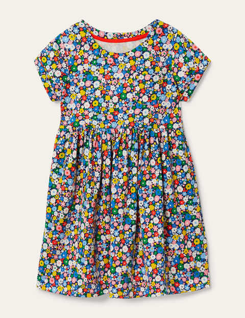 보덴 걸즈 원피스 Boden Fun Jersey Dress - Elizabethan Blue Flowerpatch