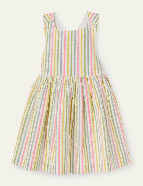 Cross-back Dress - Multi Ticking Stripe Cross-back Dress - Multi Ticking Stripe