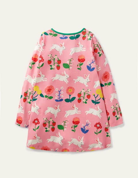 Printed Jersey Pocket Tunic - Pink Lemonade Bunny Stripe Printed Jersey Pocket Tunic - Pink Lemonade Bunny Stripe