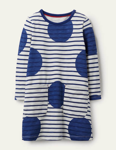 Fun Pocket Jersey Dress - Starboard Blue Jumbo Spot Fun Pocket Jersey Dress - Starboard Blue Jumbo Spot