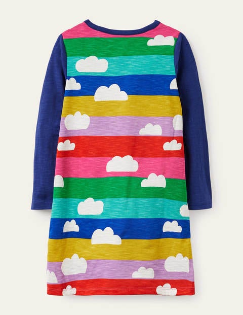 Fun Pocket Jersey Dress - Multi Rainbow Clouds Fun Pocket Jersey Dress - Multi Rainbow Clouds