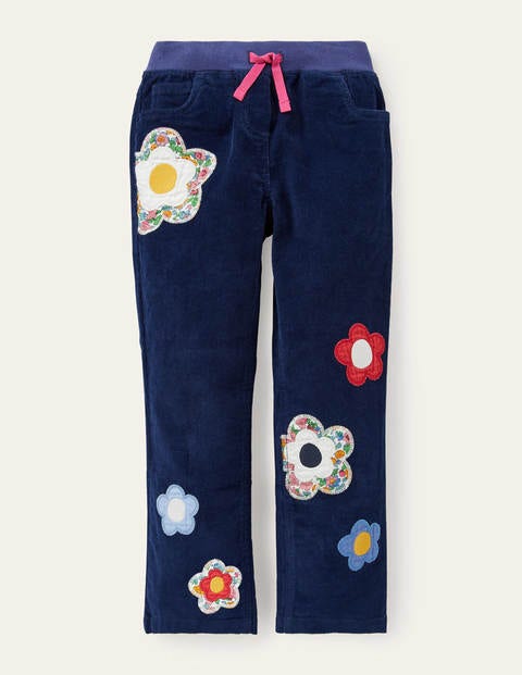 Pantalon à appliqué floral - Bleu marine universitaire Pantalon à appliqué floral - Bleu marine universitaire