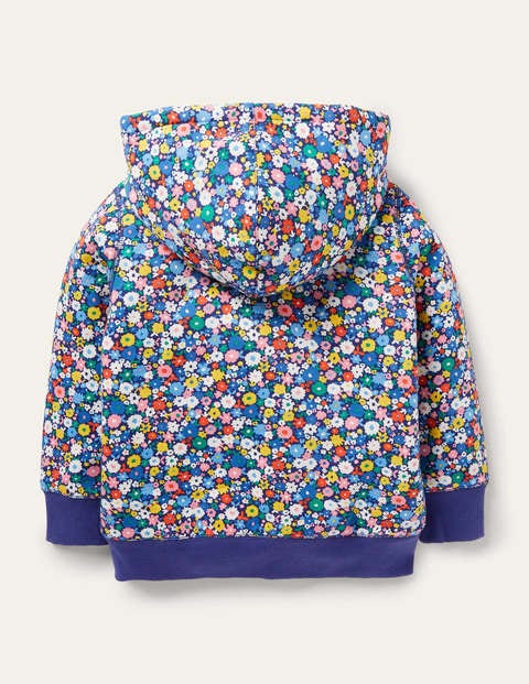 Shaggy-Lined Hoodie - Elizabethan Blue Flowerpatch Shaggy-Lined Hoodie - Elizabethan Blue Flowerpatch
