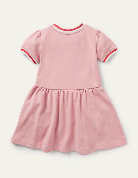 Appliqué Pocket Jersey Dress - Boto Pink Strawberry