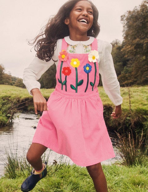 Woven Overalls Dress - Formica Pink Flowers Woven Overalls Dress - Formica Pink Flowers