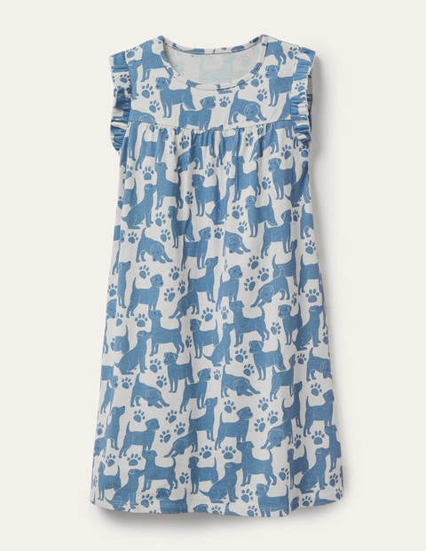 Chemise de nuit manches courtes imprimée - Chiots espiègles bleu Chemise de nuit manches courtes imprimée - Chiots espiègles bleu