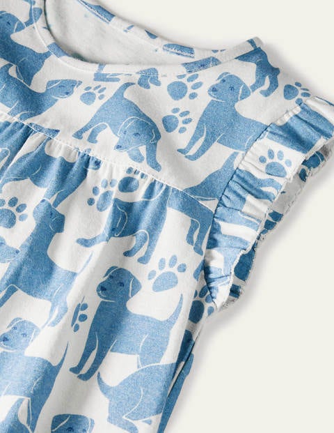 Chemise de nuit manches courtes imprimée - Chiots espiègles bleu Chemise de nuit manches courtes imprimée - Chiots espiègles bleu