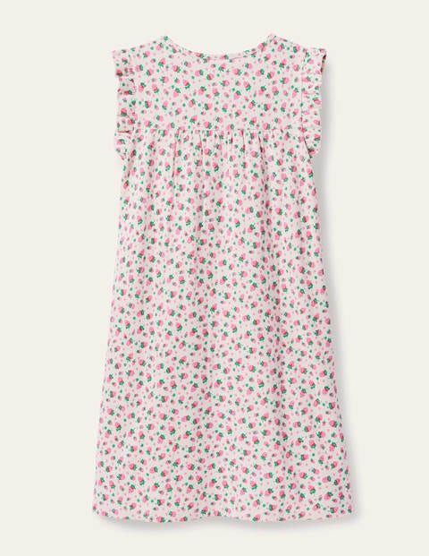 Printed Short-Sleeved Nightie - Ivory Vintage Strawberries Printed Short-Sleeved Nightie - Ivory Vintage Strawberries