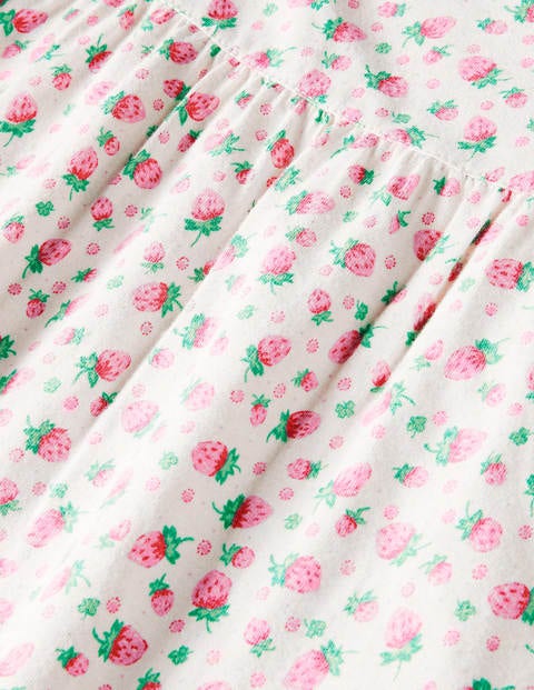 Printed Short-Sleeved Nightie - Ivory Vintage Strawberries Printed Short-Sleeved Nightie - Ivory Vintage Strawberries