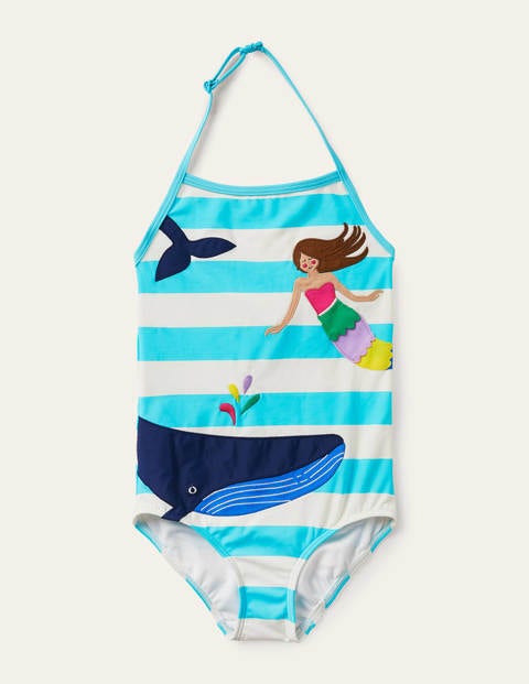 Appliqué Swimsuit - Light Blue/ Ivory Mermaid Appliqué Swimsuit - Light Blue/ Ivory Mermaid