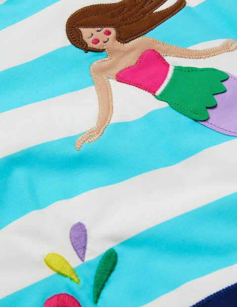 Appliqué Swimsuit - Light Blue/ Ivory Mermaid Appliqué Swimsuit - Light Blue/ Ivory Mermaid