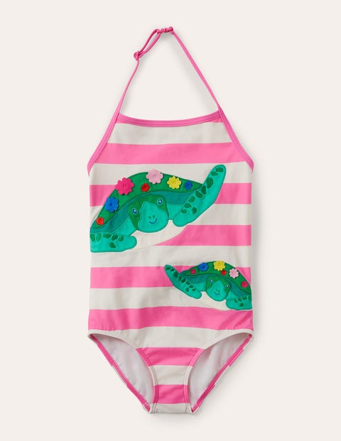 Appliqué Swimsuit - Sweet Pink/ Ivory Turtles Appliqué Swimsuit - Sweet Pink/ Ivory Turtles