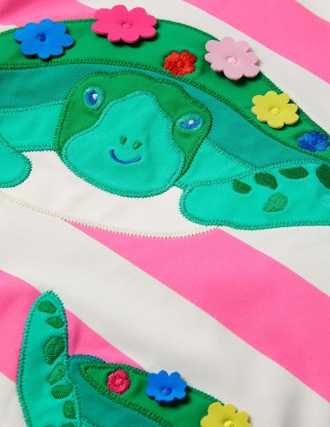 Appliqué Swimsuit - Sweet Pink/ Ivory Turtles Appliqué Swimsuit - Sweet Pink/ Ivory Turtles