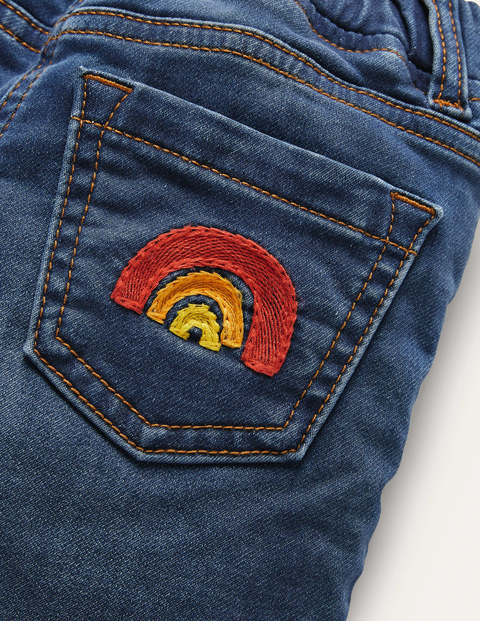 Embroidered Denim Leggings - Mid Vintage Denim Embroidered Denim Leggings - Mid Vintage Denim