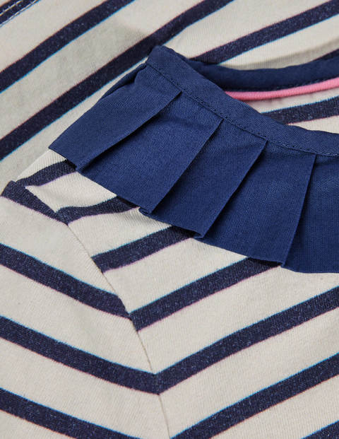 Pleated Collar Jersey Top - Ivory/ Starboard Blue Pleated Collar Jersey Top - Ivory/ Starboard Blue