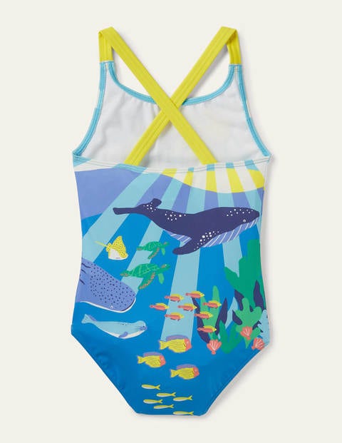 Cross-back Swimsuit - Aqua Blue Reef Scene Cross-back Swimsuit - Aqua Blue Reef Scene
