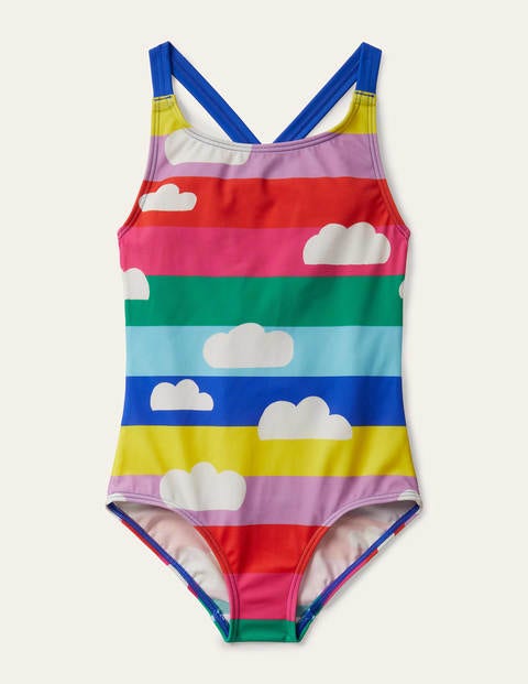 Cross-back Swimsuit - Multi Rainbow Clouds Cross-back Swimsuit - Multi Rainbow Clouds