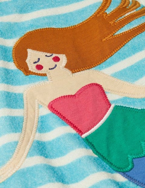 Fun Towelling Beach Dress - Aqua Blue/ Ivory Mermaid Scene Fun Towelling Beach Dress - Aqua Blue/ Ivory Mermaid Scene