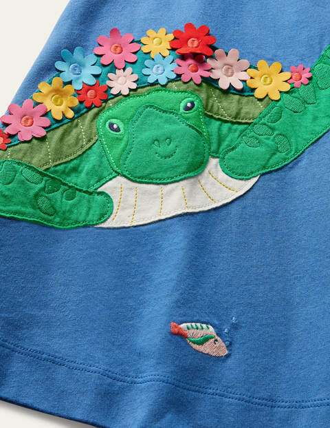 Sealife Appliqué Jersey Dress - Elizabethan Blue Turtles Sealife Appliqué Jersey Dress - Elizabethan Blue Turtles
