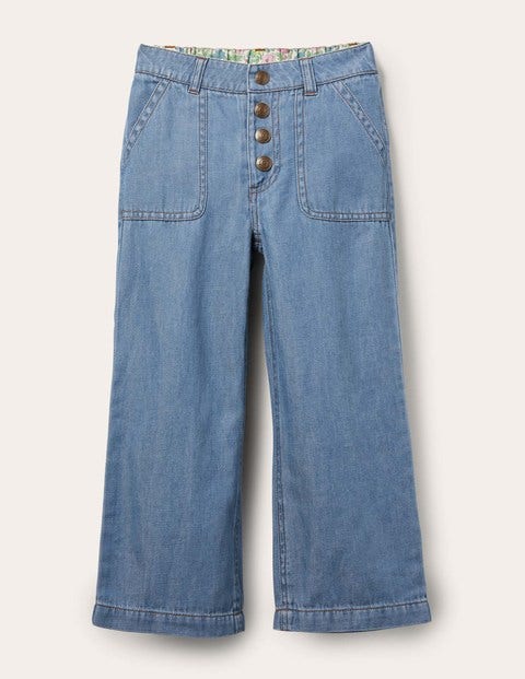Straight Leg Button Jeans - Light Vintage Denim Straight Leg Button Jeans - Light Vintage Denim