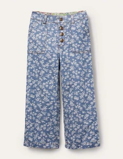 Jean droit boutonné - Motif floral vintage moyen Jean droit boutonné - Motif floral vintage moyen