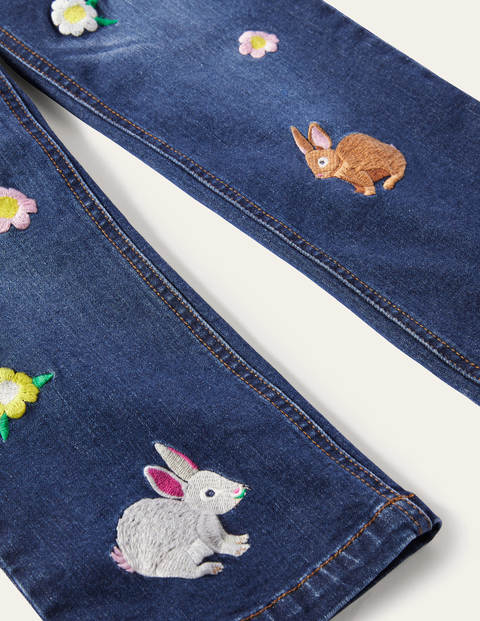 Fröhliche Häschen-Jeans - Mittleres Vintageblau, Tiere Fröhliche Häschen-Jeans - Mittleres Vintageblau, Tiere