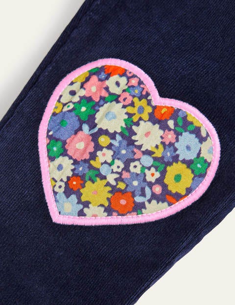 Cord Appliqué Leggings - College Navy Hearts Cord Appliqué Leggings - College Navy Hearts