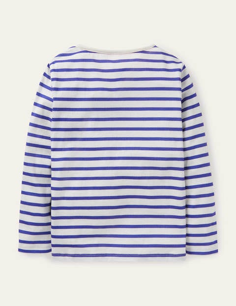Stripy Big Appliqué T-Shirt - Ivory/ Moroccan Blue Animals Stripy Big Appliqué T-Shirt - Ivory/ Moroccan Blue Animals