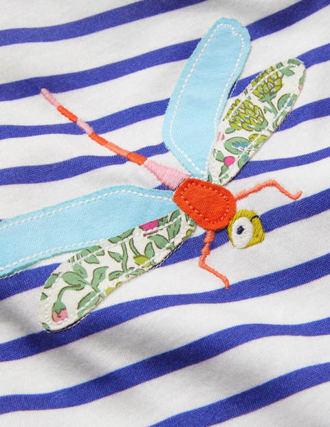 Stripy Big Appliqué T-Shirt - Ivory/ Moroccan Blue Animals Stripy Big Appliqué T-Shirt - Ivory/ Moroccan Blue Animals