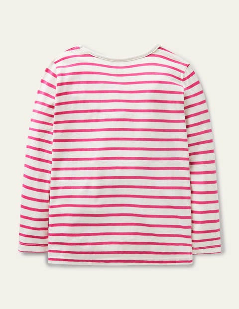 Stripy Big Appliqué T-Shirt - Ivory/ Tickled Pink Animals Stripy Big Appliqué T-Shirt - Ivory/ Tickled Pink Animals