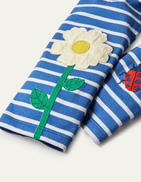 Fun Appliqué Leggings - Elizabethan Blue/ Ivory Flower Fun Appliqué Leggings - Elizabethan Blue/ Ivory Flower