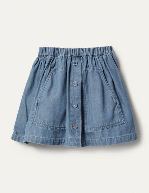 Button Front Woven Skirt - Chambray Button Front Woven Skirt - Chambray