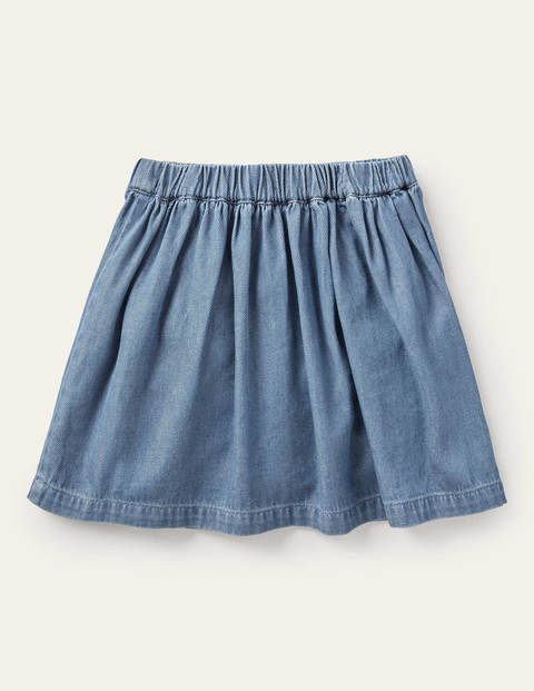 Button Front Woven Skirt - Chambray Button Front Woven Skirt - Chambray