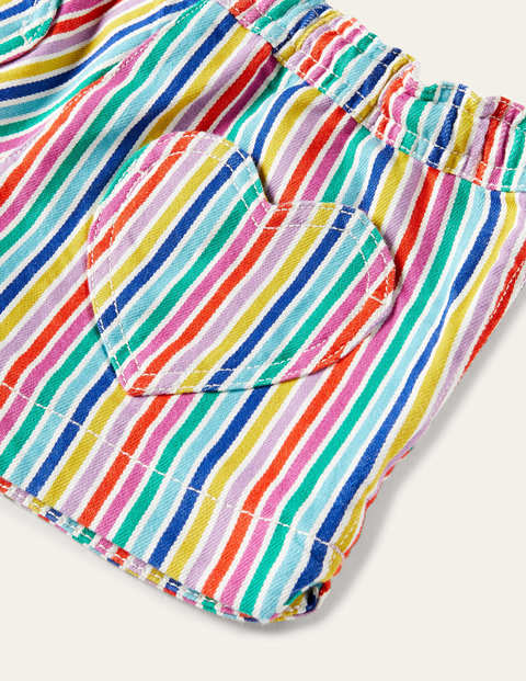 Heart Pocket Shorts - Rainbow Stripe Heart Pocket Shorts - Rainbow Stripe