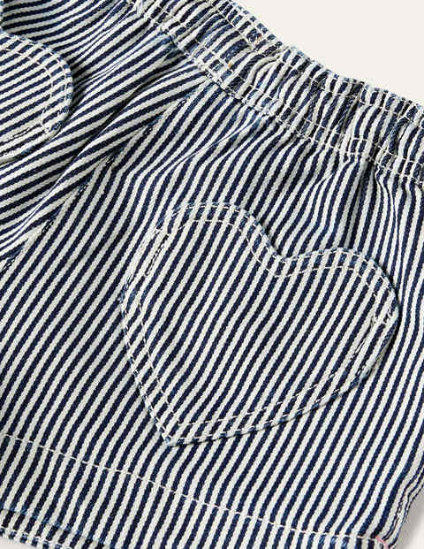 Heart Pocket Shorts - Indigo/Ivory Ticking Heart Pocket Shorts - Indigo/Ivory Ticking