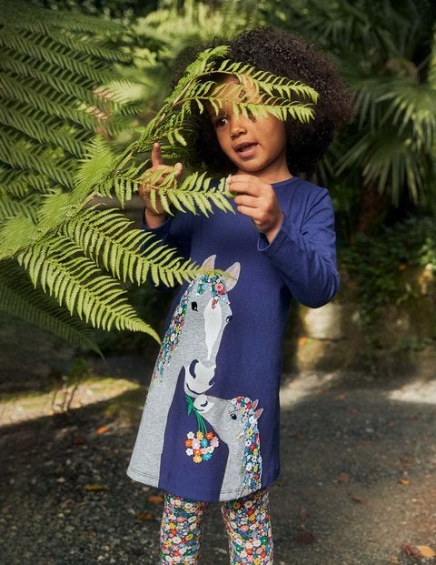 Big Appliqué Dress - Starboard Blue Horse Big Appliqué Dress - Starboard Blue Horse