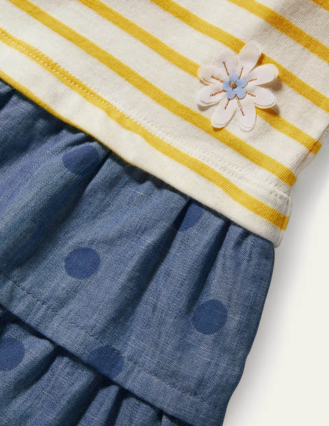 Embroidered Hotchpotch Dress - Sweetcorn Yellow Daisy Embroidered Hotchpotch Dress - Sweetcorn Yellow Daisy