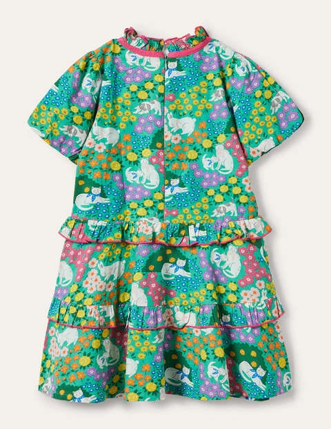 Nostalgisches Kleid mit Puffärmeln - Buntes Muster, Tiere Nostalgisches Kleid mit Puffärmeln - Buntes Muster, Tiere