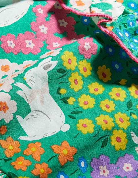 Nostalgisches Kleid mit Puffärmeln - Buntes Muster, Tiere Nostalgisches Kleid mit Puffärmeln - Buntes Muster, Tiere