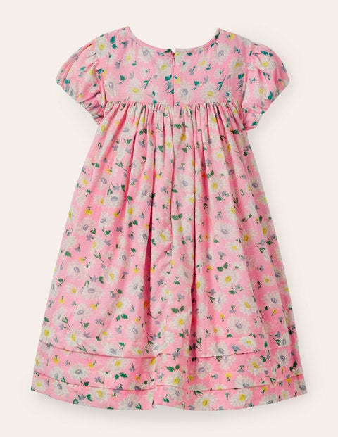 Smocked Puff Sleeve Dress - Pink Lemonade Vintage Daisy Smocked Puff Sleeve Dress - Pink Lemonade Vintage Daisy